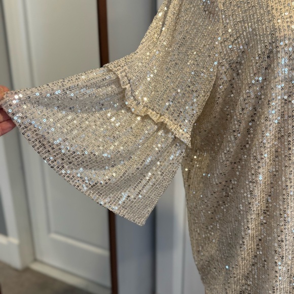 Lauren Conrad gold fully sequined formal holiday special occasion top blouse XXL - Picture 5 of 12